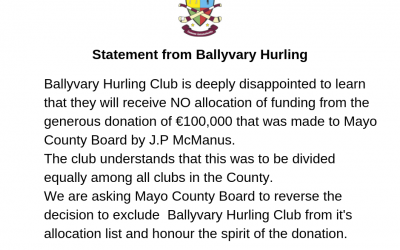 Statement on exclusion of allocation of J.P. McManus funding